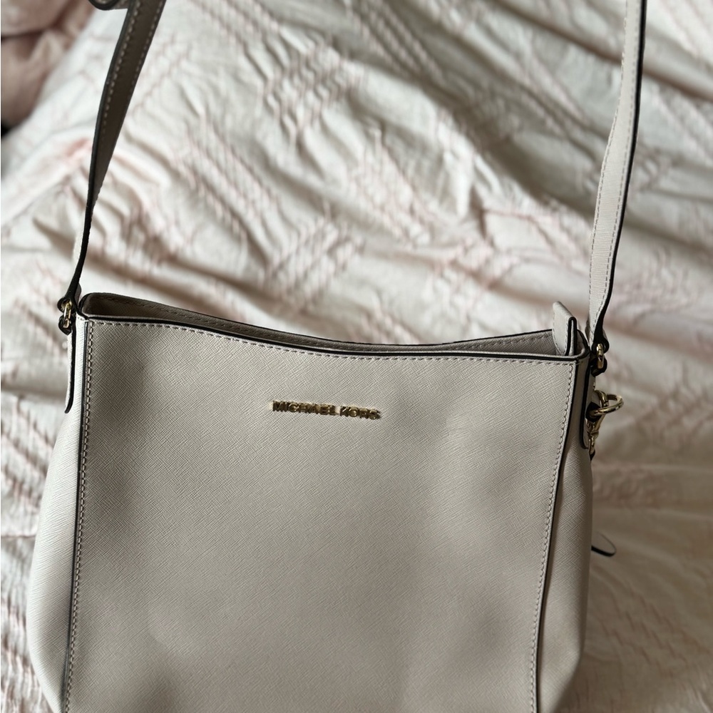 Michael Kors Light Pink Saffiano Leather Shoulder Bag with Gold Hardware